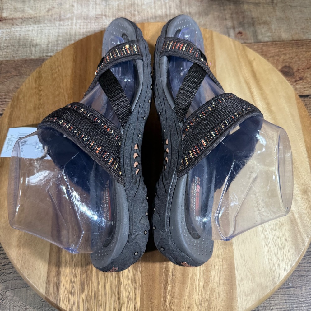 Skechers Sandals Women 8 Brown Slide Reggae Stockholm Strappy Thong Hiking - Picture 5 of 9
